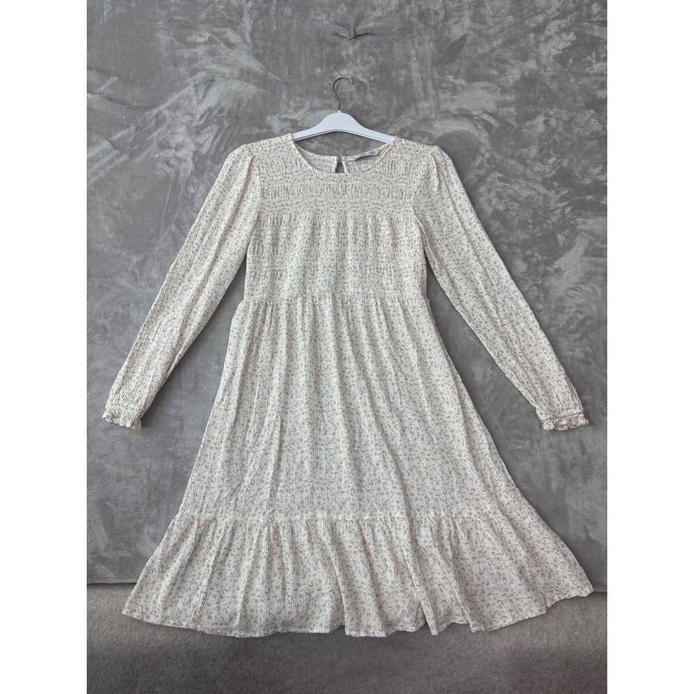 Sonoma Goods For Life Womens Maternity Smocked Floral Tiered Midi Dress Cream S